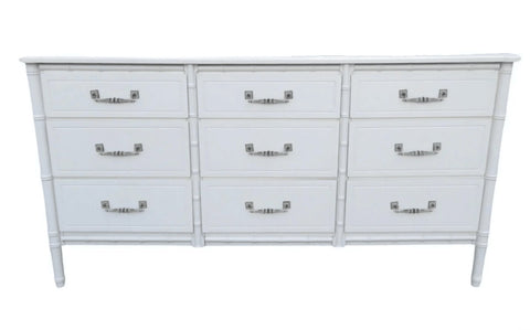 Vintage Nine Drawer Triple Faux Bamboo Classic Dresser Available for Custom Lacquer - Hibiscus House