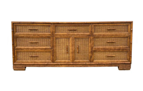 Vintage American of Martinsville Faux Bamboo Double Door Credenza Available to Customize! - Hibiscus House