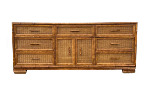 Vintage American of Martinsville Faux Bamboo Double Door Credenza Available to Customize!