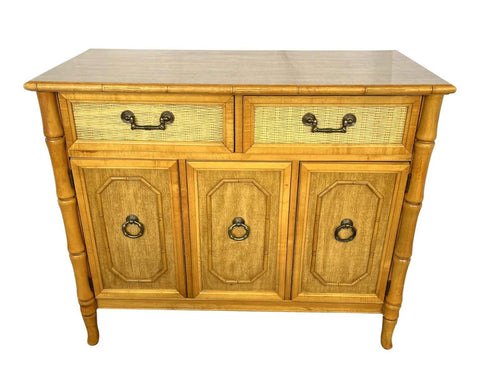 Vintage Broyhill Furniture Faux Bamboo 38" Server Available for Custom Lacquer - Hibiscus House