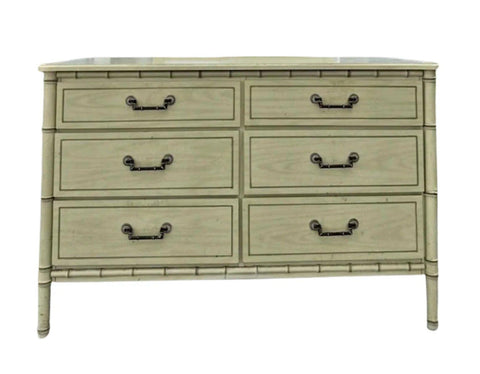 Classic Faux Bamboo Six Drawer Double Dresser Available for Custom Lacquer - Hibiscus House