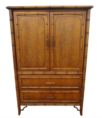 Vintage Dixie Furniture Aloha Collection Faux Bamboo Armoire Available for Custom Lacquer! - Hibiscus House