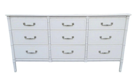 Vintage Classic Faux Bamboo Triple Nine Drawer Dresser Available for Custom Lacquer! - Hibiscus House