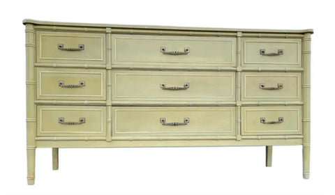 Vintage Faux Bamboo Bali Hai Henry Link Nine Drawer Dresser Available for Custom Lacquer! - Hibiscus House