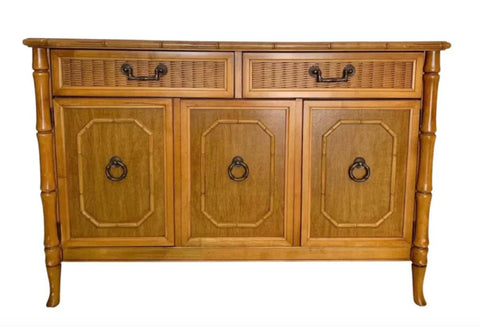 Vintage Broyhill Furniture 44" Faux Bamboo Server Available for Custom Lacquer - Hibiscus House