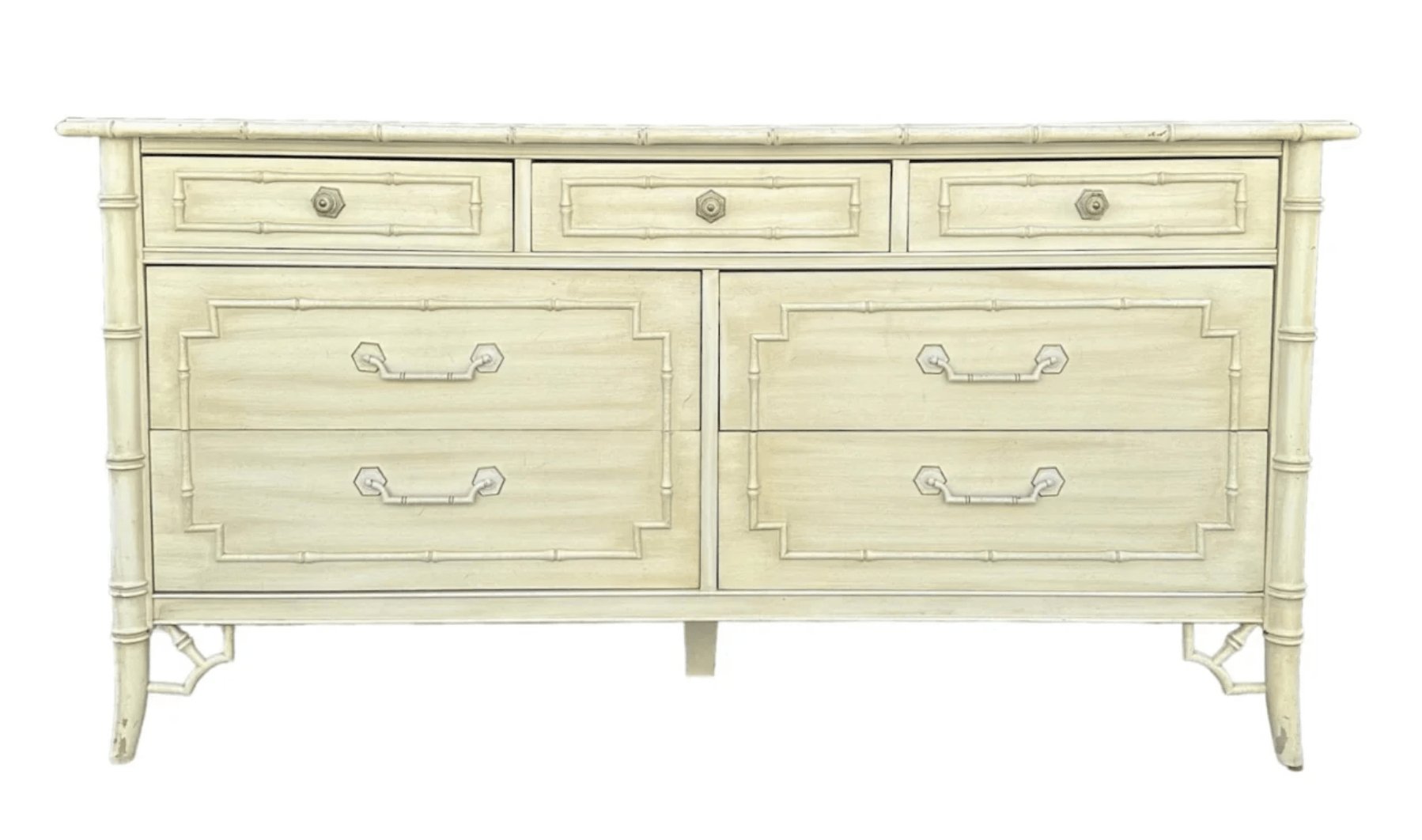 Vintage Thomasville Allegro Faux Bamboo Seven Drawer Dresser Available for Lacquer! - Hibiscus House