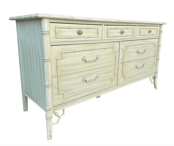 Vintage Thomasville Allegro Faux Bamboo Seven Drawer Dresser Available for Lacquer! - Hibiscus House