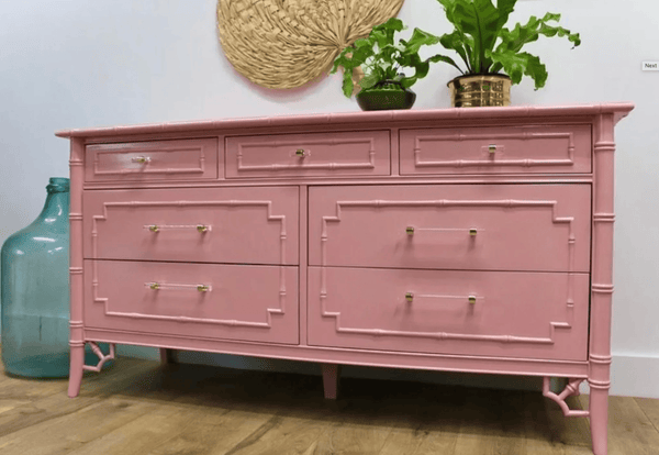 Vintage Thomasville Allegro Faux Bamboo Seven Drawer Dresser Available for Lacquer! - Hibiscus House