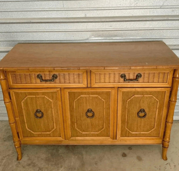 Vintage Broyhill Faux Bamboo Server Available to Customize - Hibiscus House