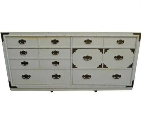 Vintage Thomasville Furniture Huntley Faux Bamboo Chippendale Fretwork Dresser Available for Lacquer