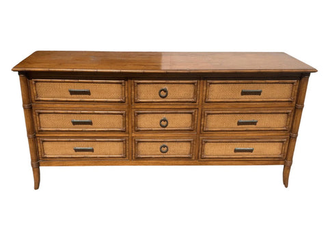 Vintage Thomasville Furniture Faux Bamboo Paoletti Collection Nine Drawer Dresser Available to Customize