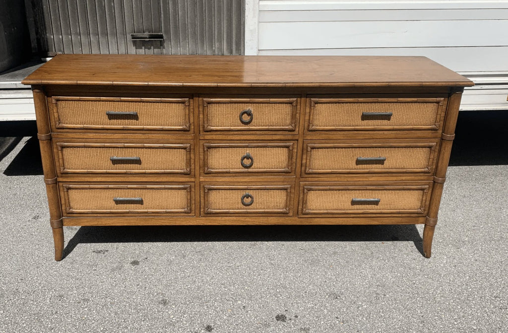 Vintage Thomasville Furniture Faux Bamboo Paoletti Collection Nine Drawer Dresser Available to Customize – Hibiscus House Vintage Thomasville Furniture Faux Bamboo Paoletti Collection Nine Drawer Dresser Available to Customize – Hibiscus House