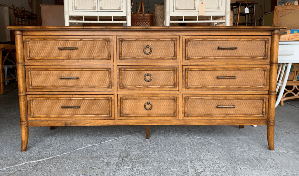 Vintage Thomasville Furniture Faux Bamboo Paoletti Collection Nine Drawer Dresser Available to Customize – Hibiscus House
