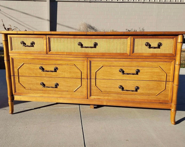 Vintage Broyhill Furniture 7 Drawer Faux Bamboo Dresser Available to Customize!