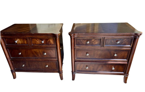 Vintage Bassett Furniture Traditional Style Large Nightstand Pair with Fluted Legs Available to Customize!