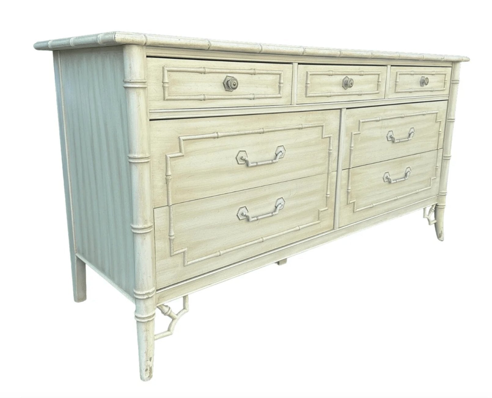 Vintage Thomasville Furniture Allegro Faux Bamboo Double Dresser
