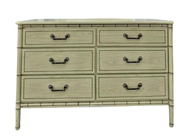 Vintage Classic Faux Bamboo Six Drawer Dresser Available to Customize!