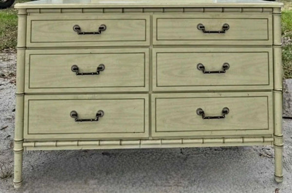 Vintage Classic Faux Bamboo Six Drawer Dresser Available to Customize!