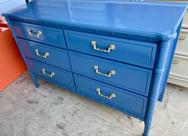 Vintage Classic Faux Bamboo Six Drawer Dresser Available to Customize!