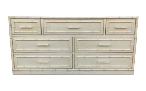 Vintage Dixie Aloha Faux Bamboo Seven Drawer Dresser Available for Custom Lacquer!