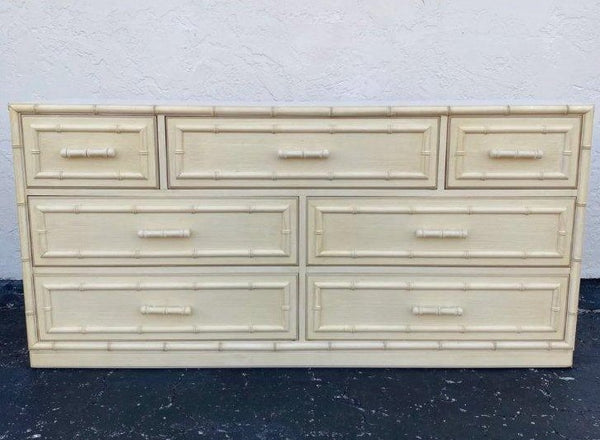 Vintage Dixie Aloha Faux Bamboo Seven Drawer Dresser Available for Custom Lacquer!!