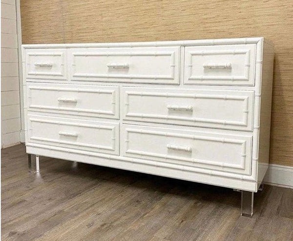 Vintage Dixie Aloha Faux Bamboo Seven Drawer Dresser Available for Custom Lacquer!!