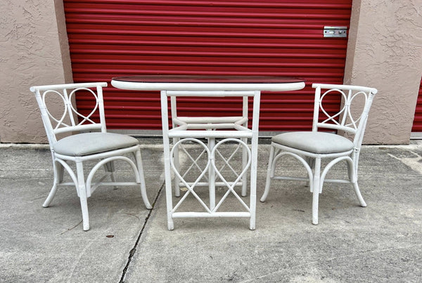 Vintage Rattan Honeymoon Table and Chair Set Available to Customize!