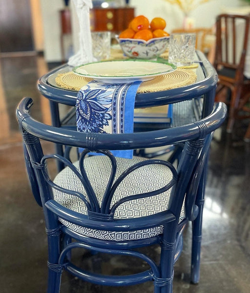 Vintage Rattan Honeymoon Table and Chair Set Available to Customize!