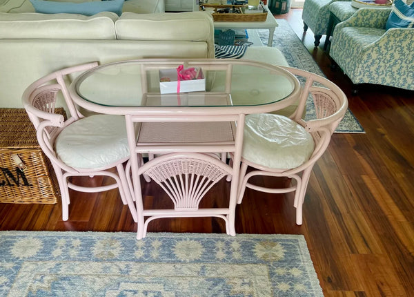 Vintage Rattan Honeymoon Table and Chair Set Available to Customize!