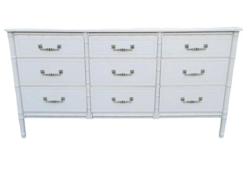 Vintage Faux Bamboo Nine Drawer Triple Dresser Available to Customize!!