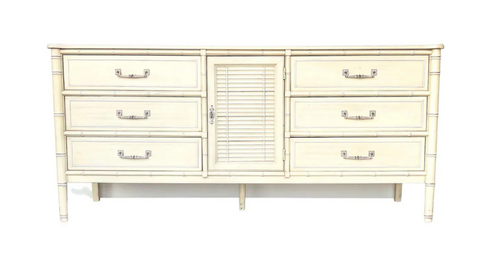 Vintage Henry Link Faux Bamboo Shutter Door Credenza/Dresser Available for Custom Lacquer!