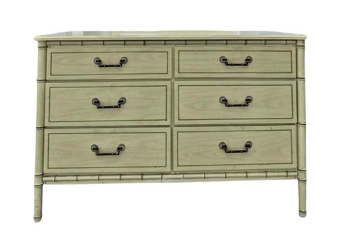 Vintage Classic Faux Bamboo Six-Drawer Dresser Available for Custom Lacquer