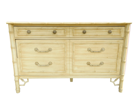 Vintage Thomasville Allegro Faux Bamboo Three-Drawer Dresser Available for Custom Lacquer