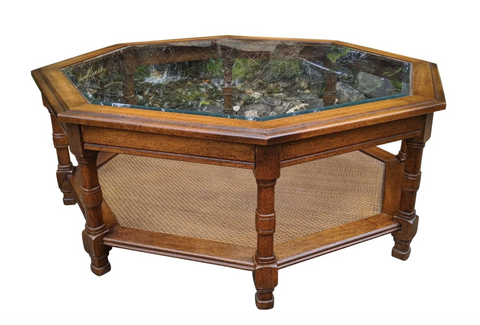 Vintage Faux Bamboo Glass Top Coffee Table by Mersman Furniture Available for Custom Lacquer!