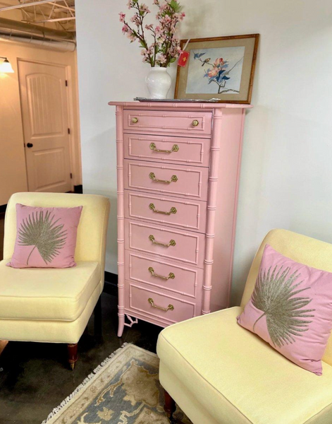 Vintage Faux Bamboo Six-Drawer Lingerie Chest Available for Custom Lacquer!