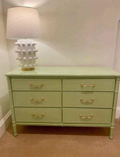 Vintage and Rare Faux Bamboo Six-Drawer Dresser Available to Customize!