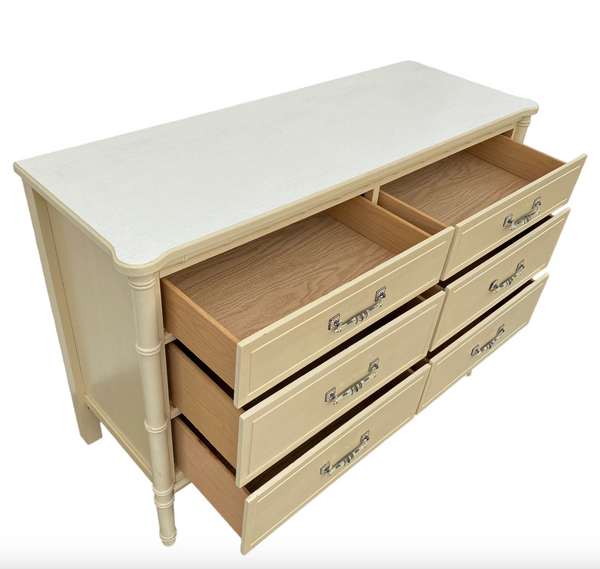 Vintage and Rare Faux Bamboo Six-Drawer Dresser Available to Customize!