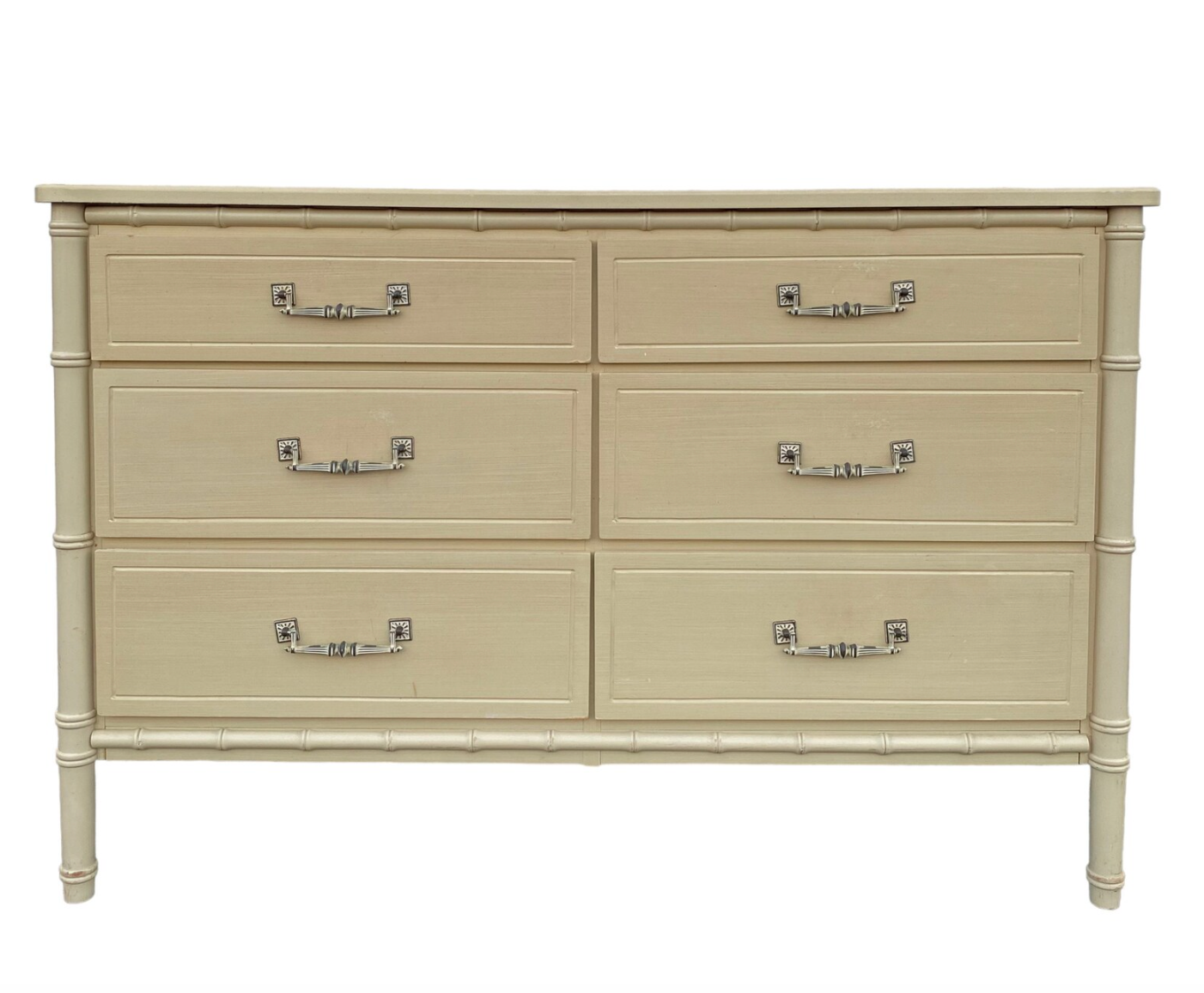 Vintage and Rare Faux Bamboo Six-Drawer Dresser Available to Customize!