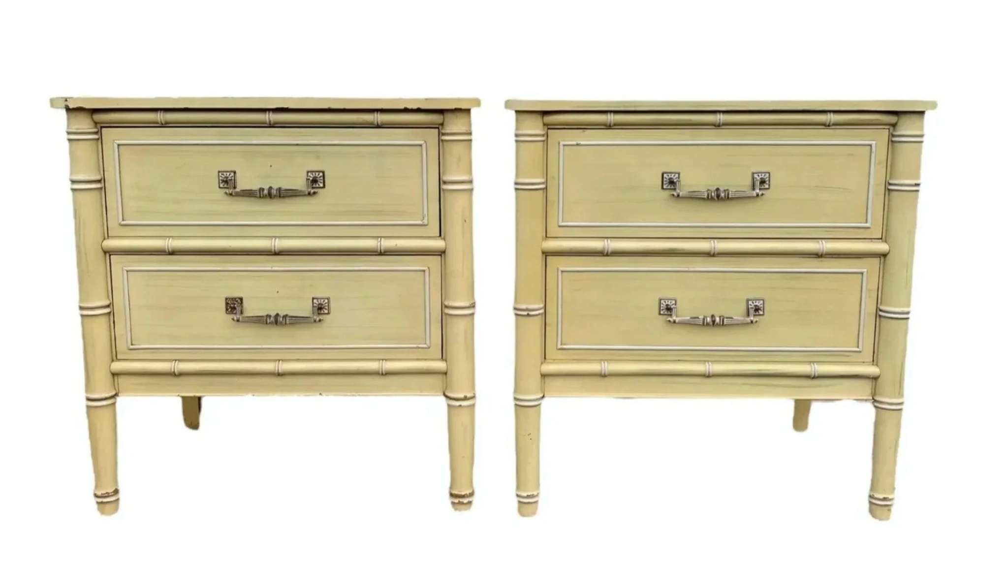 Vintage Pair of Henry Link Bali Hai Collection Faux Bamboo Nightstands Available to Customize!