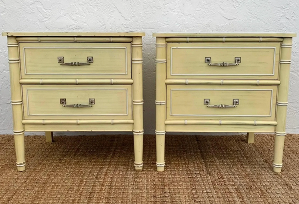 Vintage Pair of Henry Link Bali Hai Collection Faux Bamboo Nightstands Available to Customize!