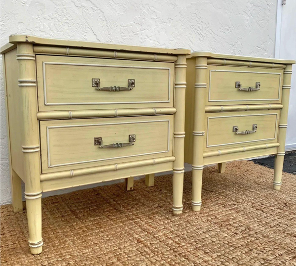 Vintage Pair of Henry Link Bali Hai Collection Faux Bamboo Nightstands Available to Customize!