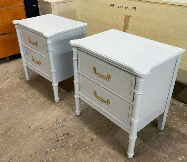 Vintage Pair of Henry Link Bali Hai Collection Faux Bamboo Nightstands Available to Customize!