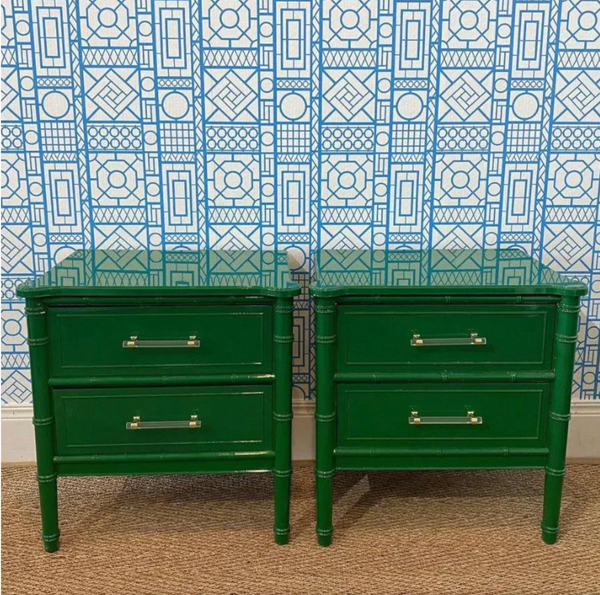 Vintage Pair of Henry Link Bali Hai Collection Faux Bamboo Nightstands Available to Customize!