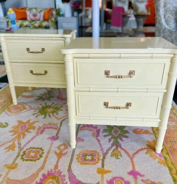 Vintage Pair of Henry Link Bali Hai Collection Faux Bamboo Nightstands Available to Customize!