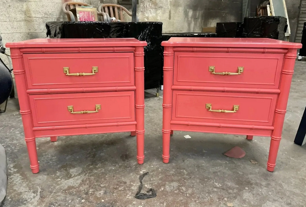 Vintage Pair of Henry Link Bali Hai Collection Faux Bamboo Nightstands Available to Customize!