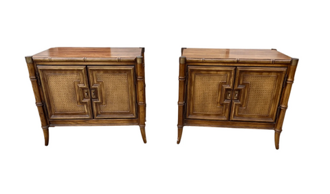 Vintage Stanley Furniture Pagoda Faux Bamboo Nightstand Pair Available for Custom Lacquer!