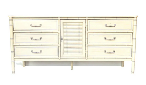 Vintage Henry Link Bali Hai Faux Bamboo Dresser with Shutter Door Available for Custom Lacquer!