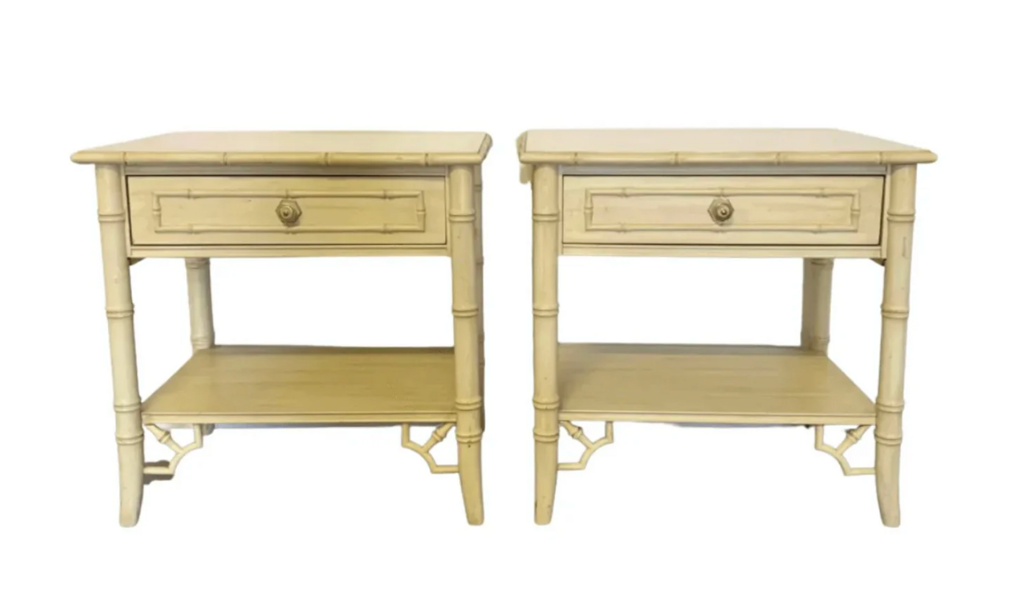 Vintage Thomasville Allegro Faux Bamboo Nightstand Pair Available to Customize!!