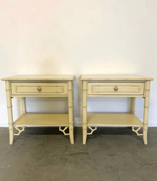 Vintage Thomasville Allegro Faux Bamboo Nightstand Pair Available to Customize!!