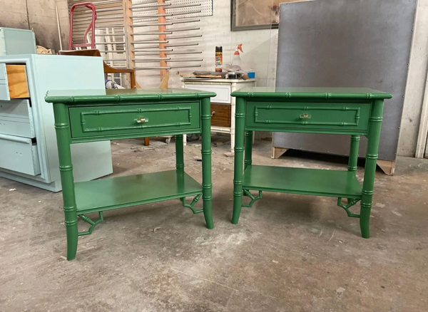 Vintage Thomasville Allegro Faux Bamboo Nightstand Pair Available to Customize!!